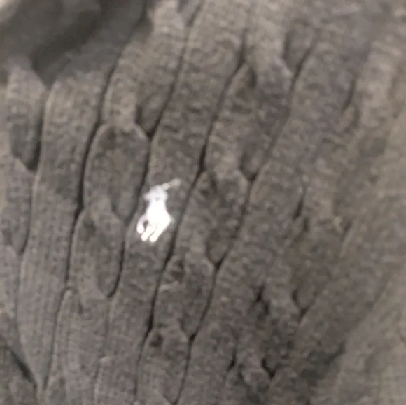 Ralph Lauren Black Cable Knit Zip-Up Hoodie - Picture 2 of 5